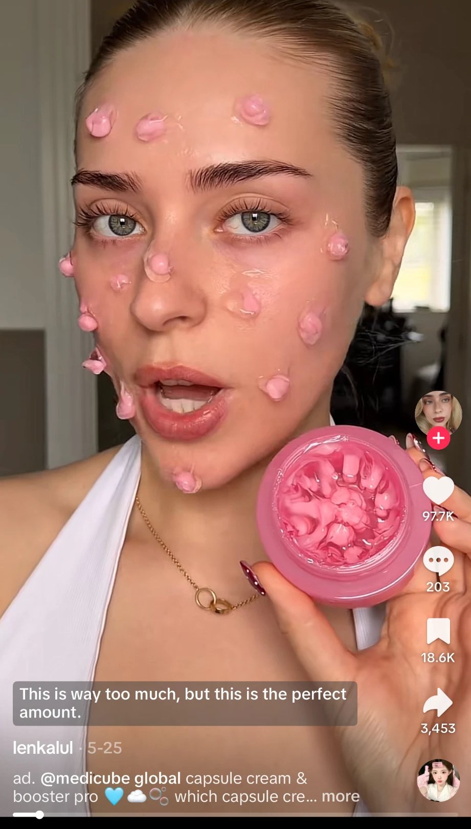 TikTok creator demonstrating a skincare product in a brand partnership video